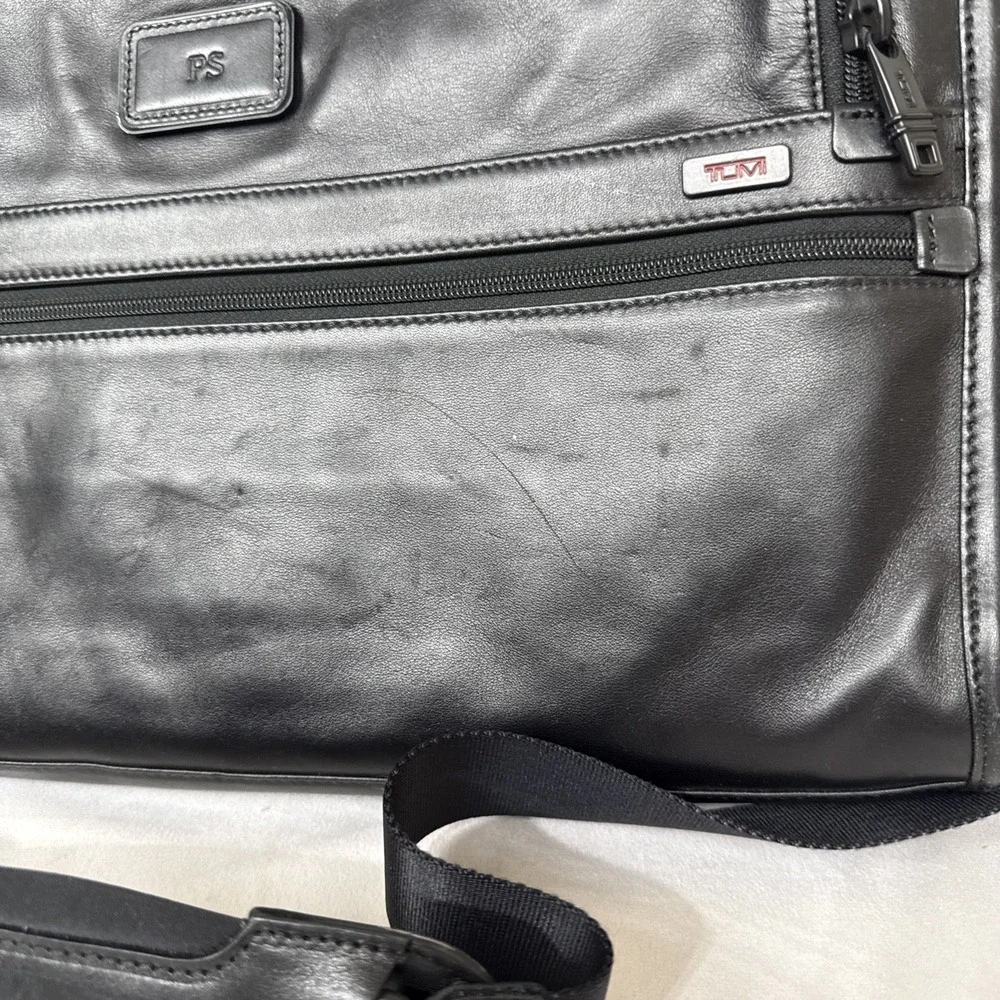 TUMI‎ Briefcase Leather Black Laptop Bag Business Travel Computer 96111DH